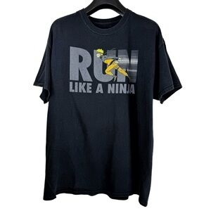 NARUTO SHIPPUDEN Men's Black Run Like A Ninja Anime Graphic T-Shirt Size XL